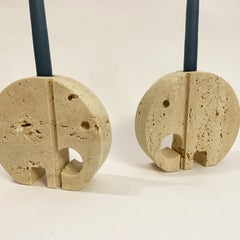 Candelieri "Elefanti" in travertino di Enzo Mari per Fratelli Mannelli, anni '70