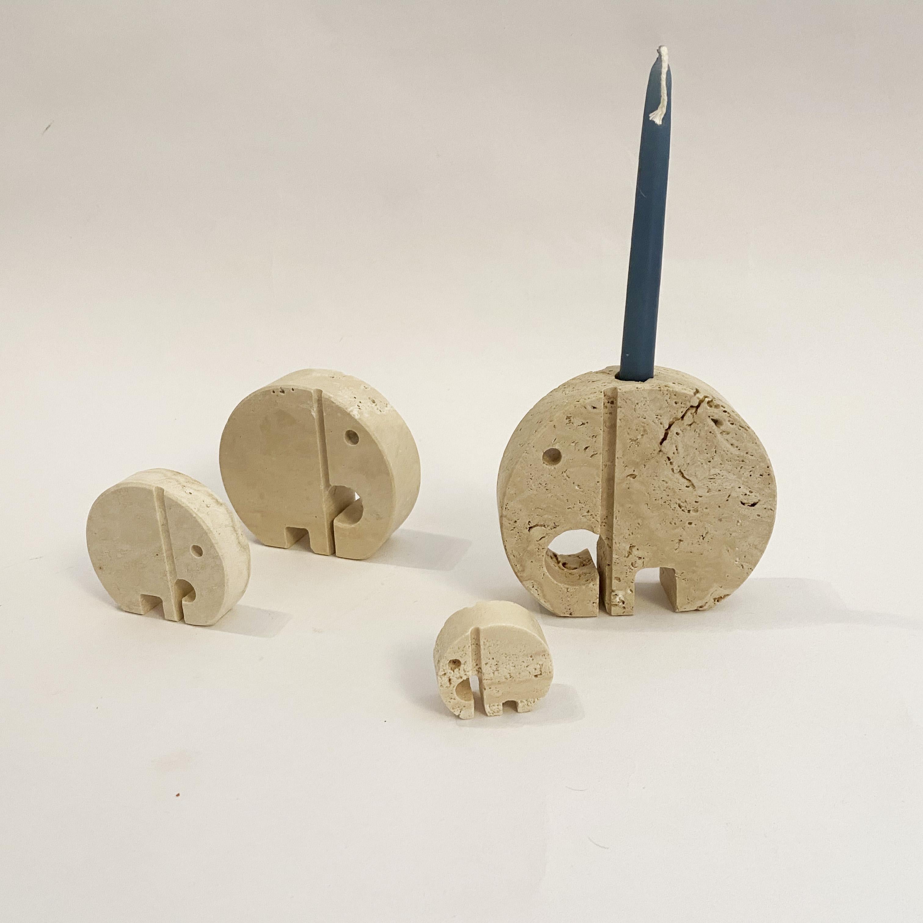 Brutalist Travertine Elephants Family by Enzo Mari for Fratelli Mannelli, 1970s
