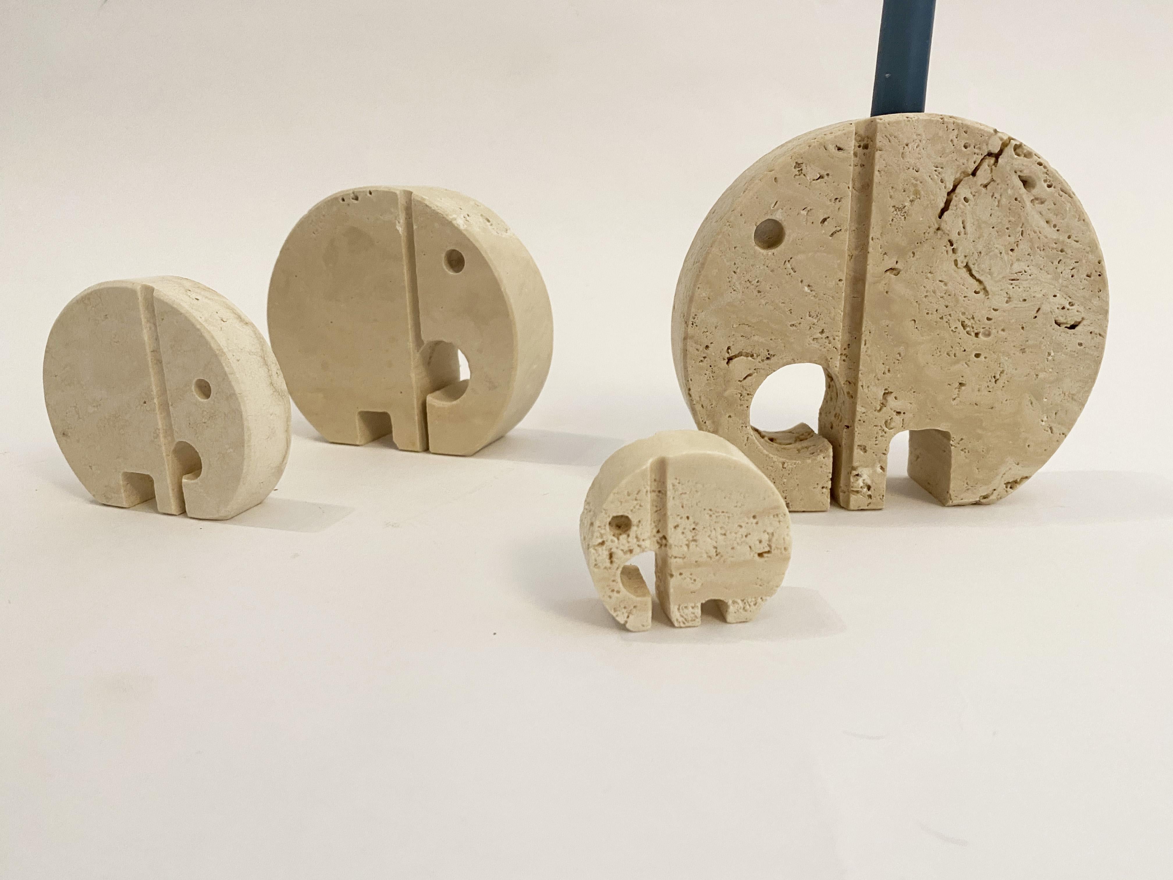 Italian Travertine Elephants Family by Enzo Mari for Fratelli Mannelli, 1970s