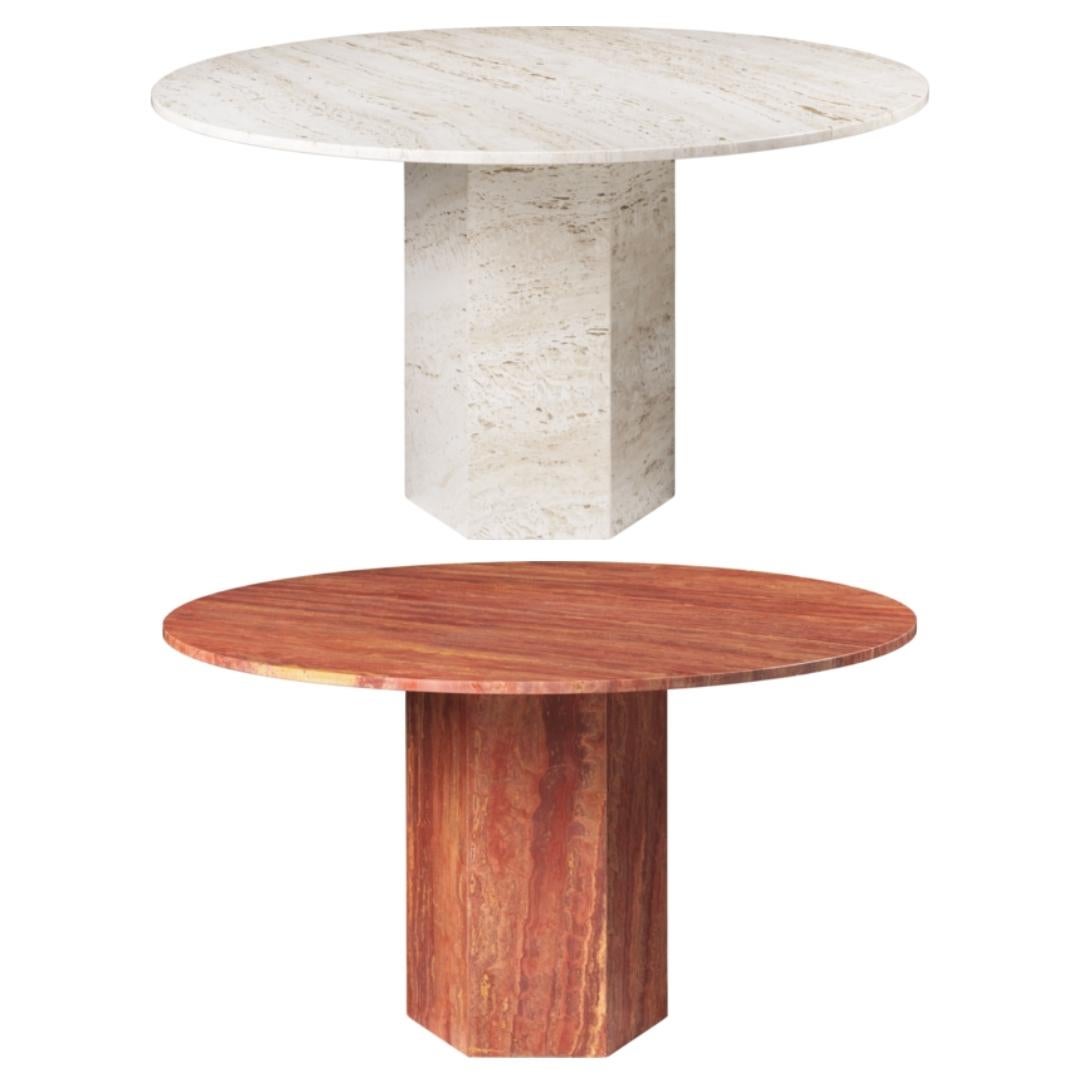 Table à manger épique de GamFratesi en travertin rouge brûlé pour GUBI Neuf - En vente à Glendale, CA