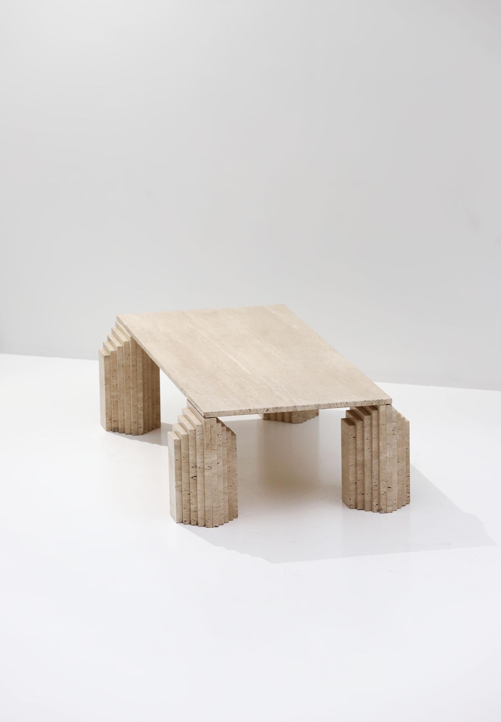 Travertine Evocative Coffee Table in the Style of Carlo Scarpa 2