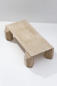 Travertine Evocative Coffee Table in the Style of Carlo Scarpa