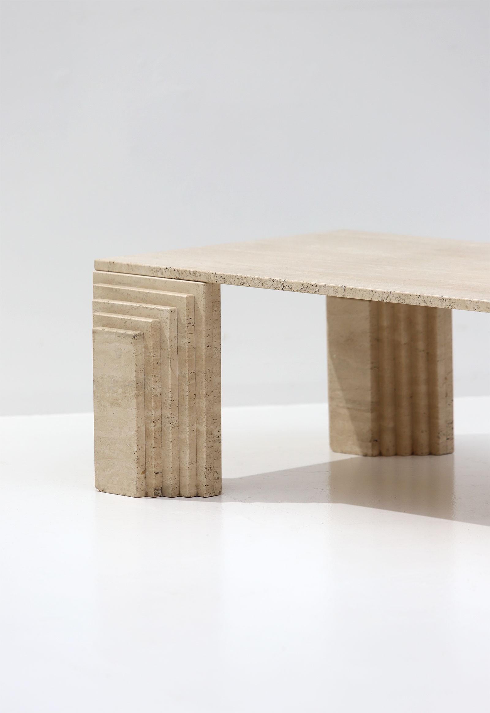 20th Century Travertine Evocative Coffee Table in the Style of Carlo Scarpa