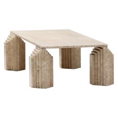 Travertine Evocative Coffee Table in the Style of Carlo Scarpa