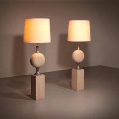 Travertine Floor Lamp by Philippe Barbier for Maison Barbier Monumental Piece 70