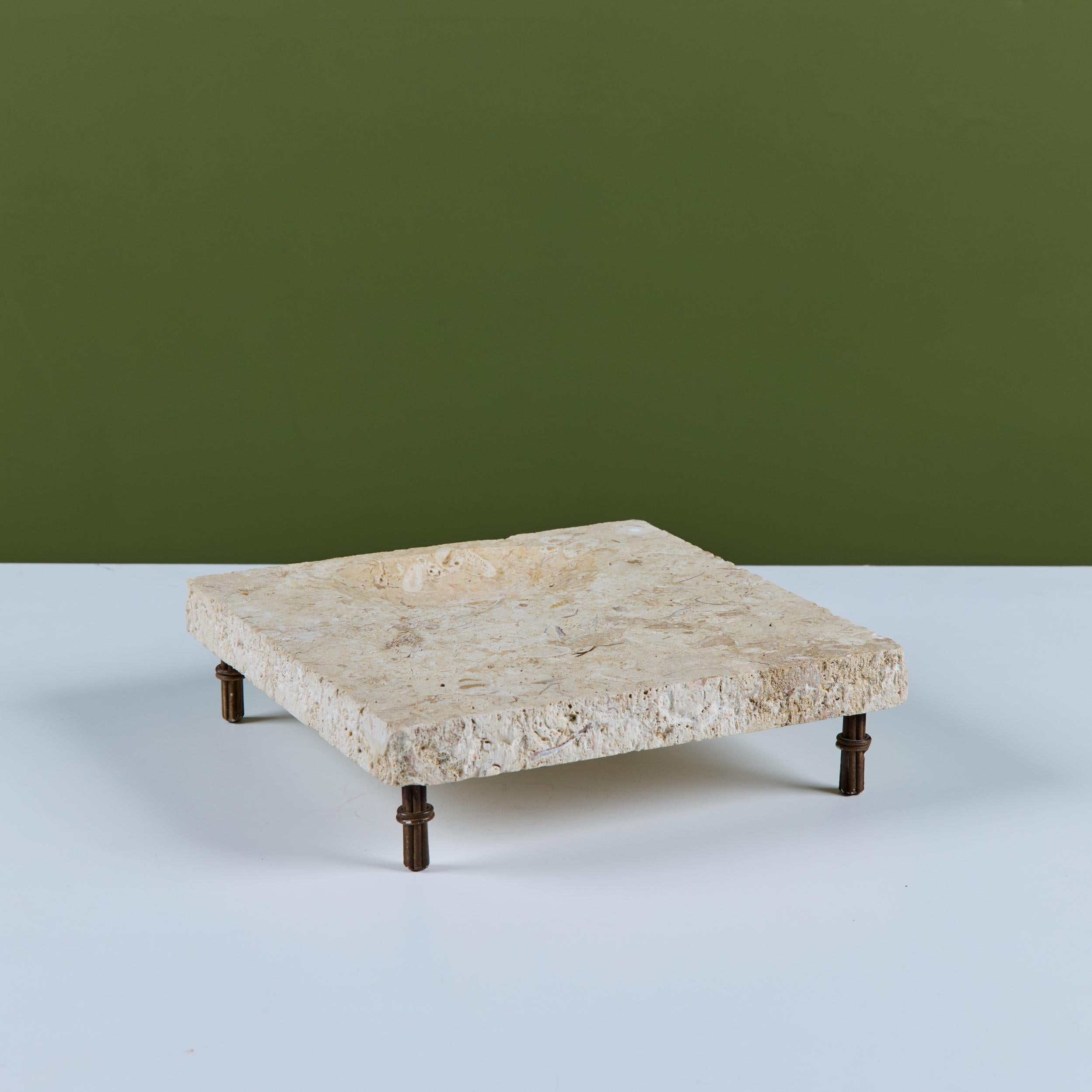 Travertine Footed Catchall For Sale 6
