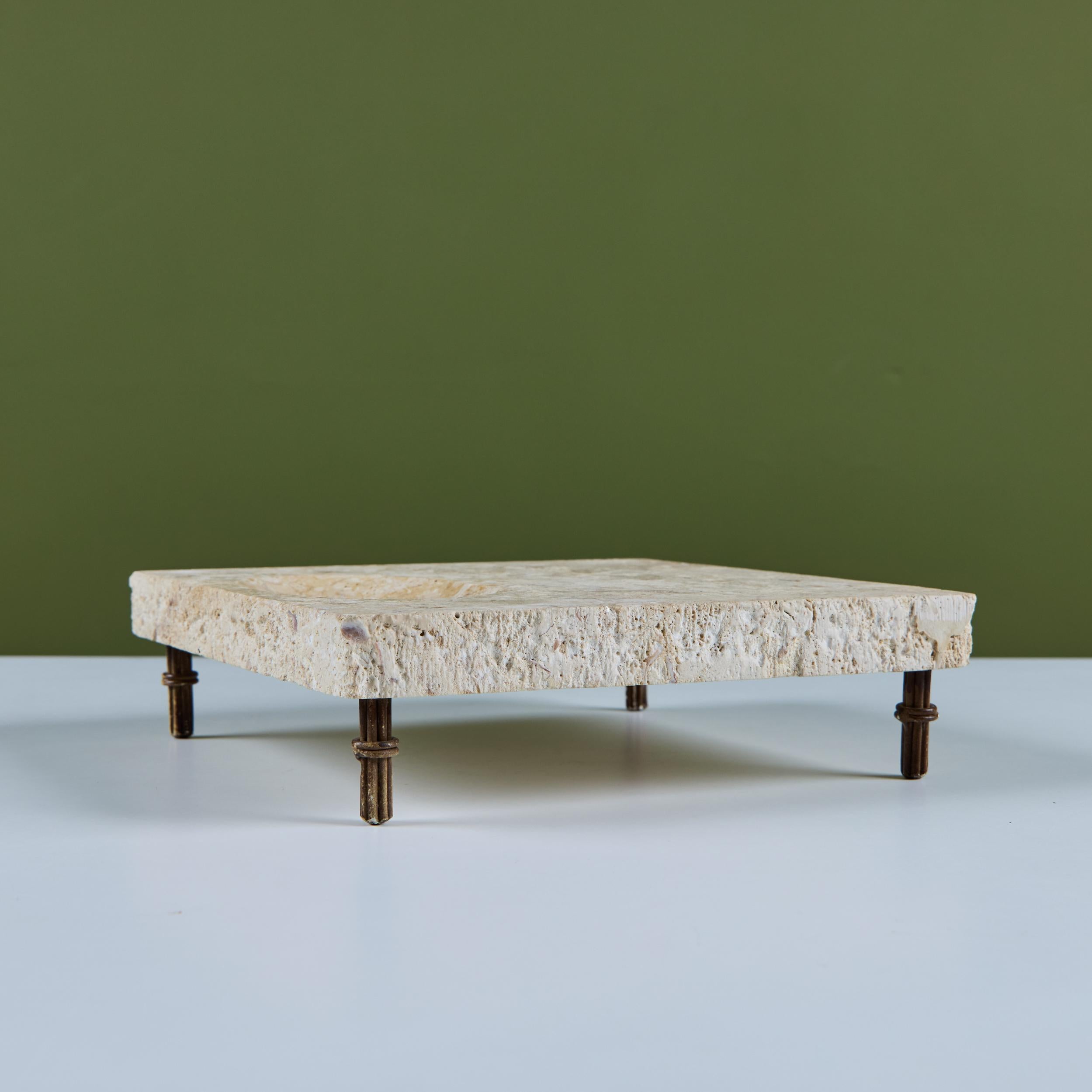 Travertine Footed Catchall For Sale 7