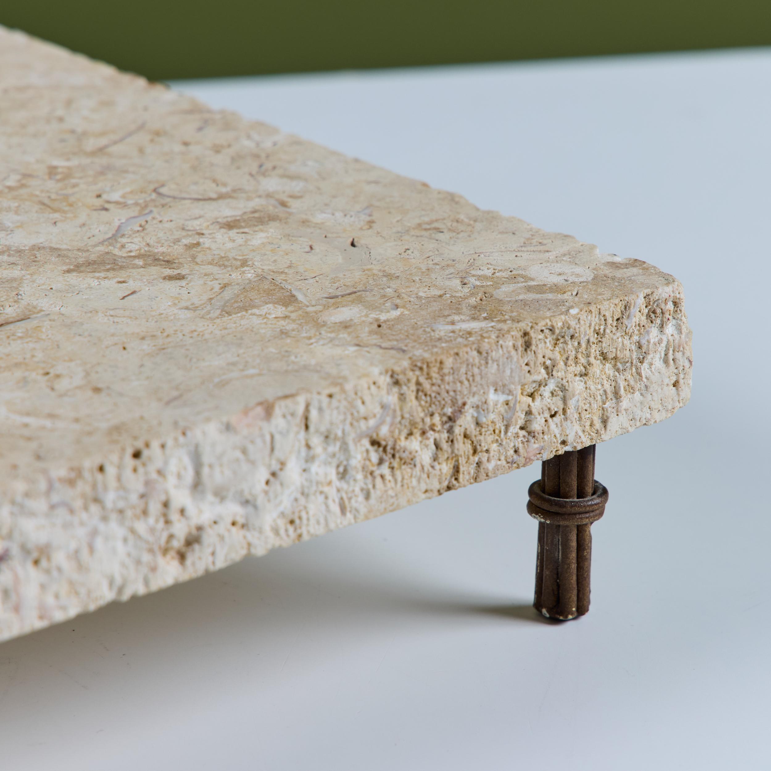 Mid-Century Modern Travertine Footed Catchall For Sale