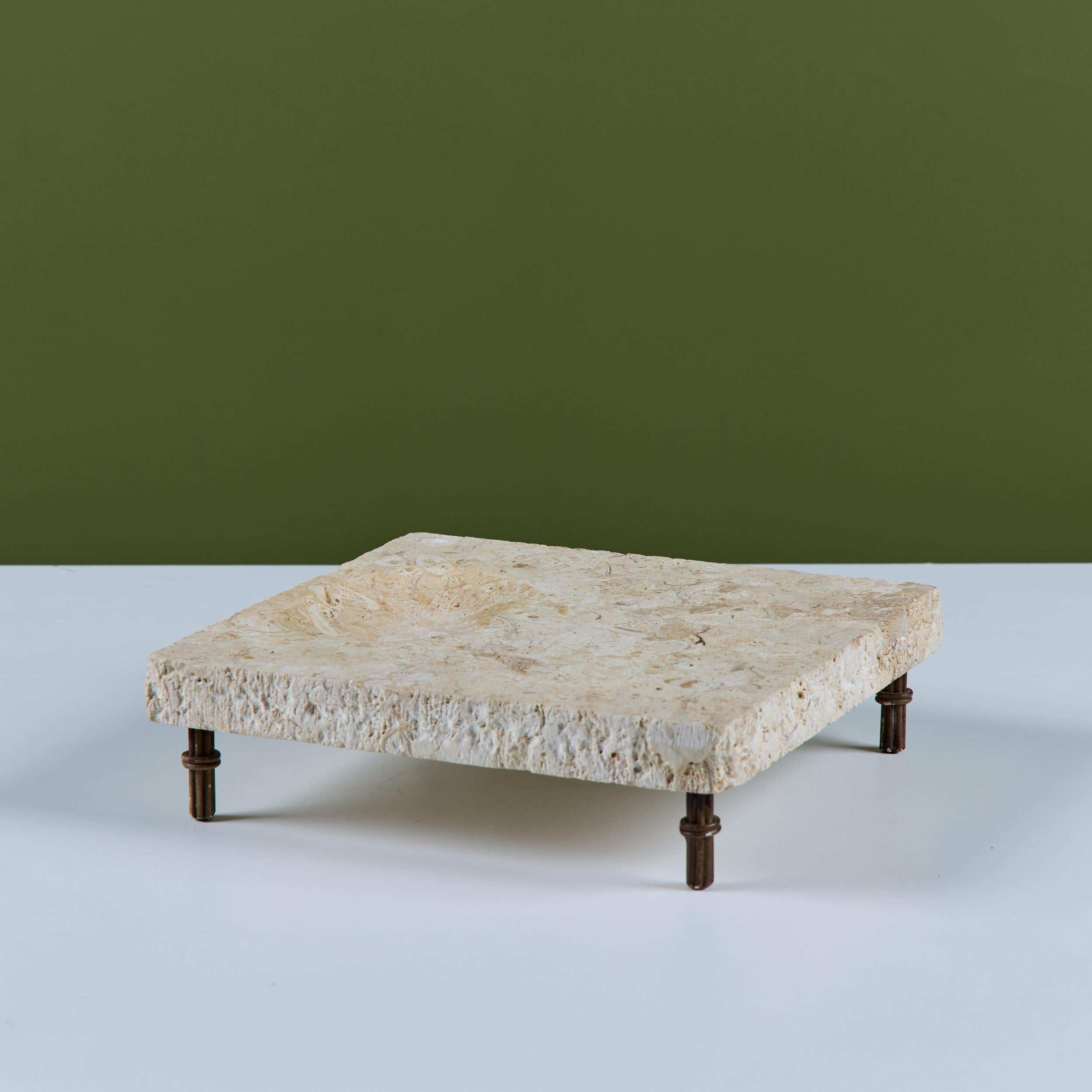 20th Century Travertine Footed Catchall For Sale