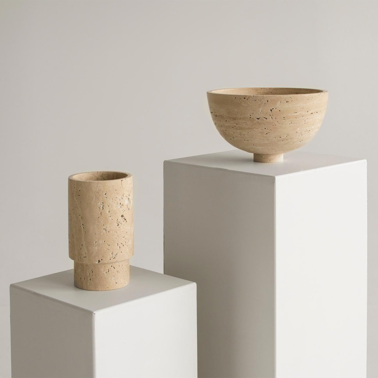 Modern Travertine Fruit Bowl, Centerpiece