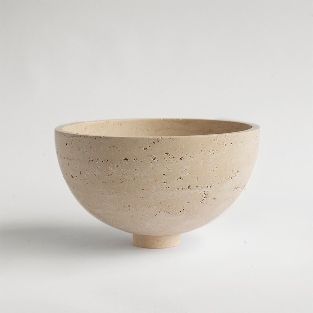 Contemporary Travertine Fruit Bowl, Centerpiece