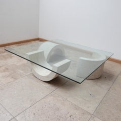 Travertine Geometric Mid-Century Italian Coffee Table