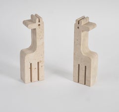 Travertine Giraffe Bookends by Fratelli Mannelli of Italy, circa 1970s
