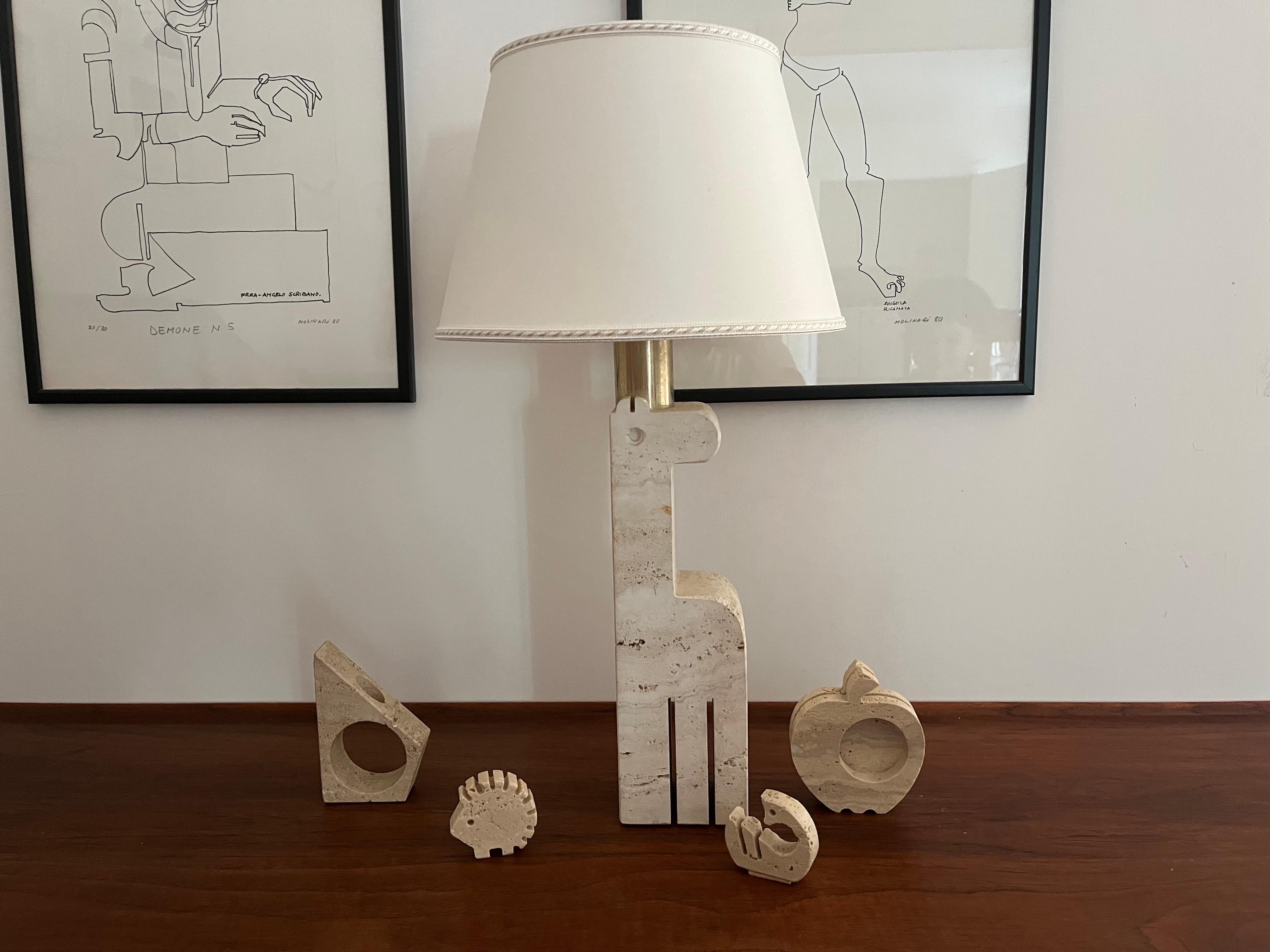 Travertine Giraffe Table Lamp by Fratelli Mannelli 1970 -Art- For Sale 2