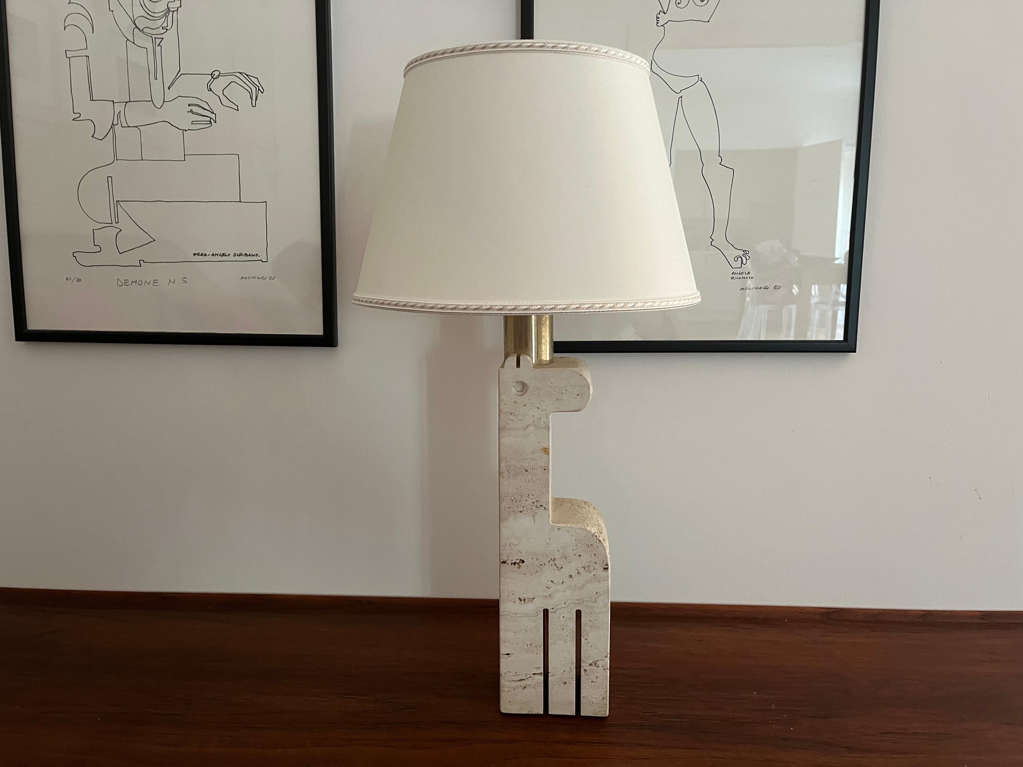 Travertine Giraffe Table Lamp by Fratelli Mannelli 1970 -Art- For Sale 3