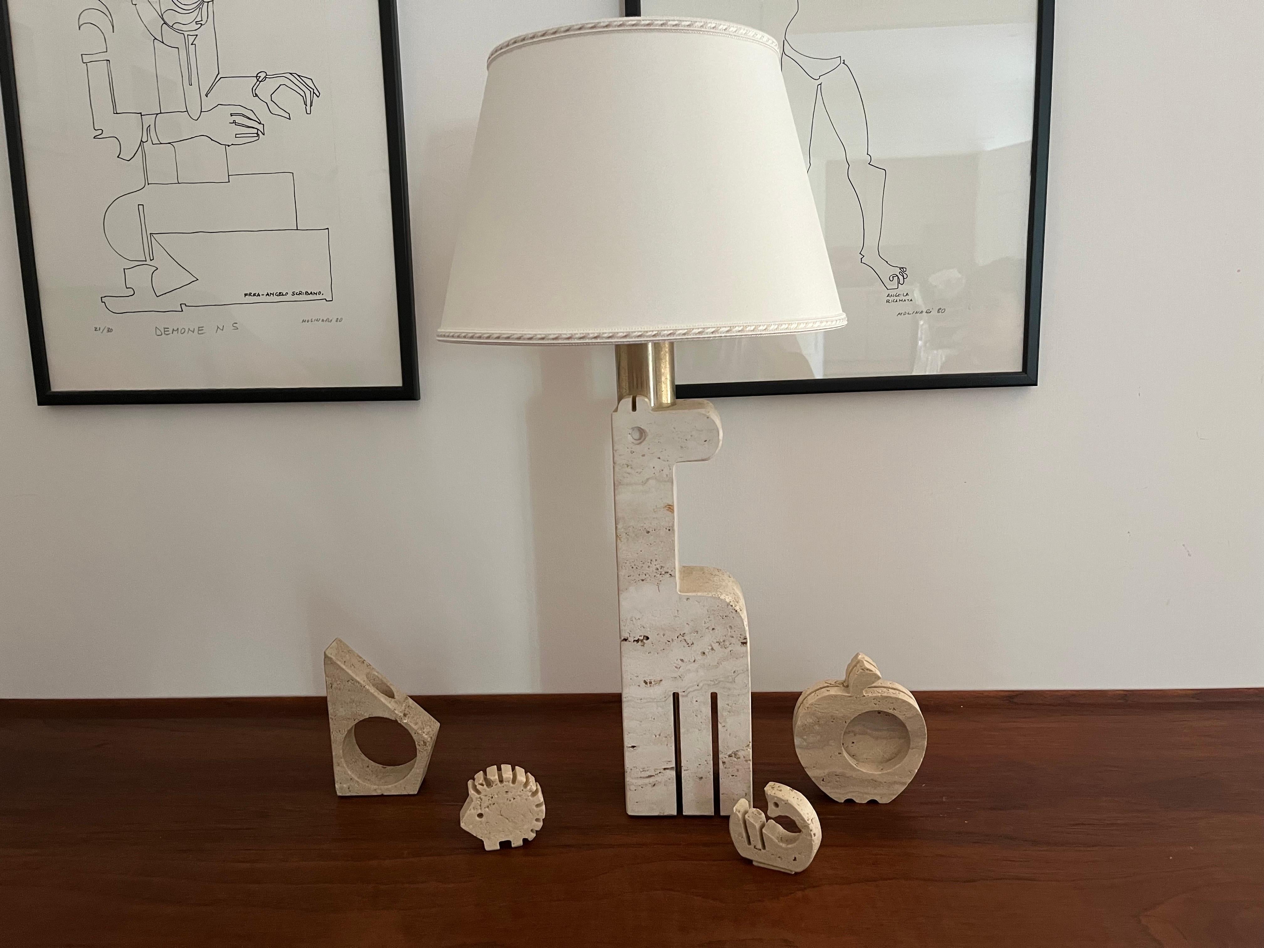 Travertine Giraffe Table Lamp by Fratelli Mannelli 1970 -Art- For Sale 4
