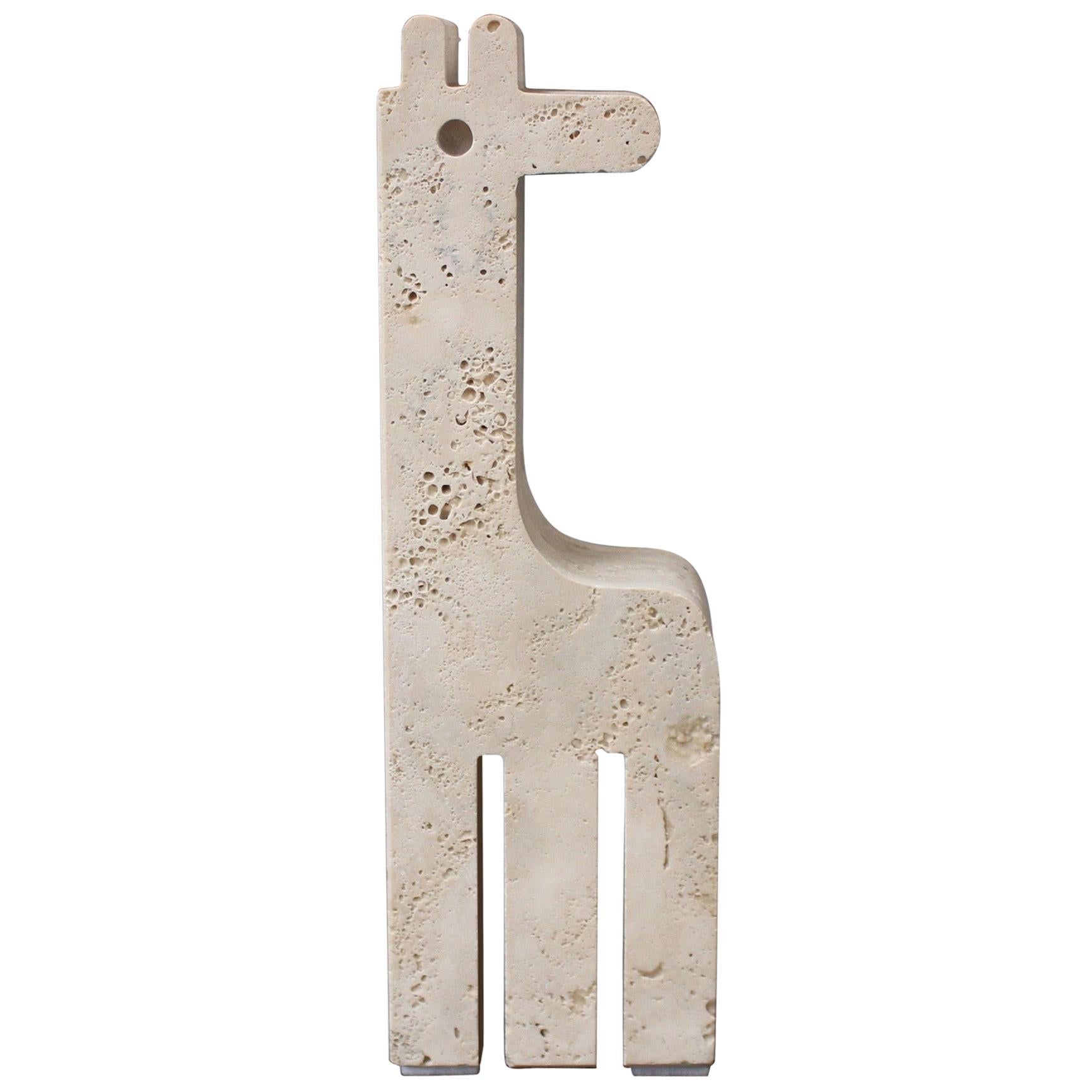 Travertine Giraffe Table Sculpture by Mannelli Bros of Florence, Italy c. 1970s