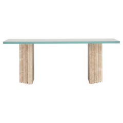 Travertine - Glass Coffee Table ‘BRUT’