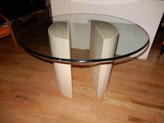 Travertine & Glass Mid-Century Style Dining Table /Center Table, Italy