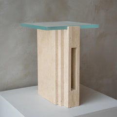Travertine  - Glass Side Table ‘LLOYD’