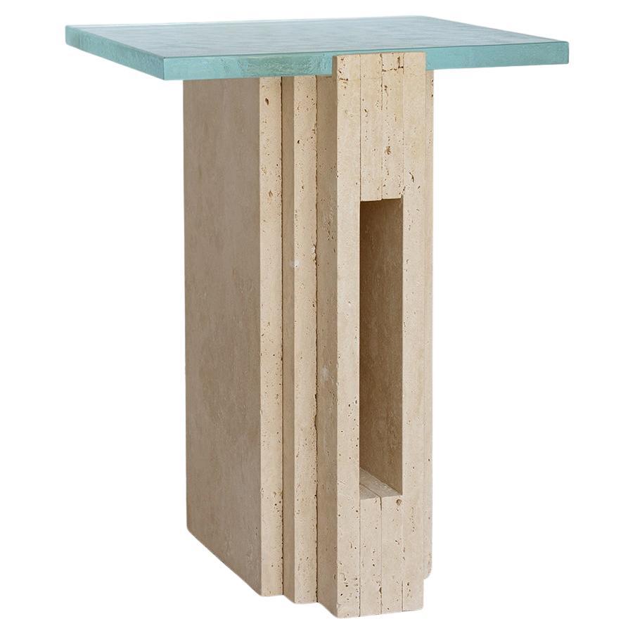 Travertine - Glass Side Table ‘LLOYD’