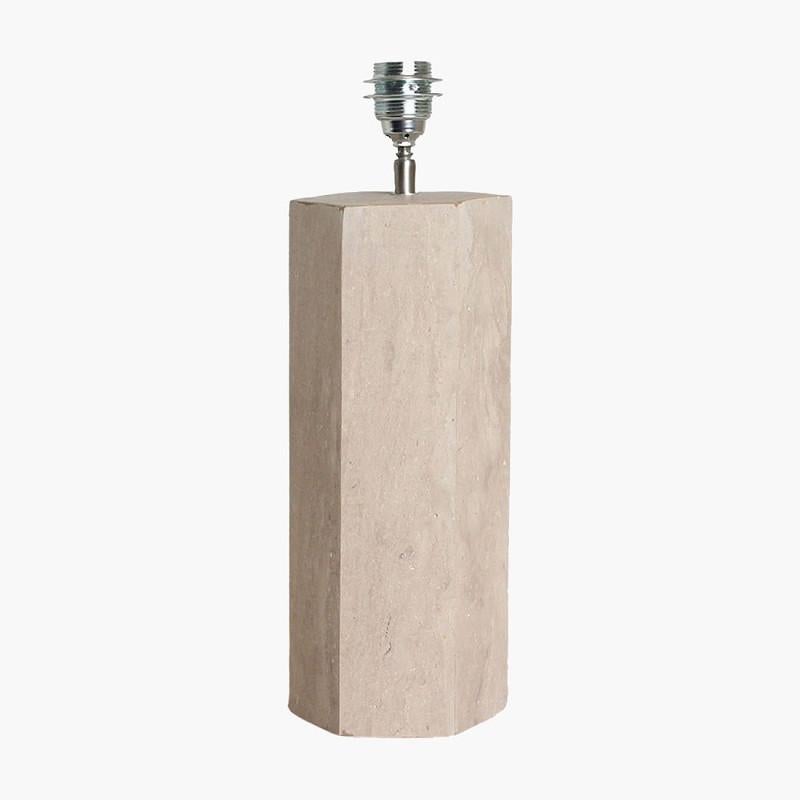 Dutch Travertine Hexagonal Shape Base Pair Lamps, Netherlands, Contemporary For Sale