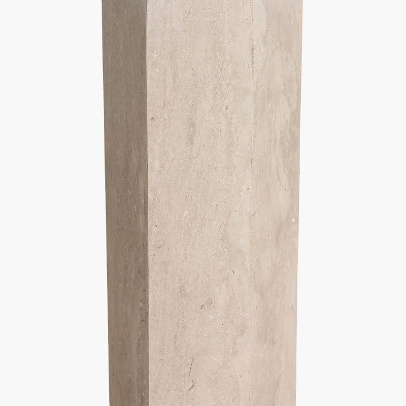 Travertine Hexagonal Shape Base Pair Lamps, Netherlands, Contemporary In New Condition For Sale In New York, NY