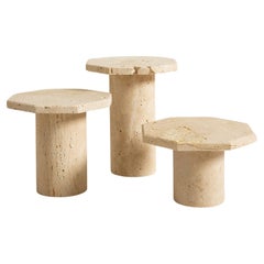 DISPLAY Set de 3 - Soporte de Piedra Travertino para Llavero - Joyero, Candelabro