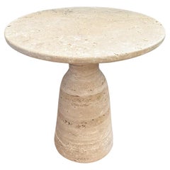 Travertine Honed And Filled Round Cocktail Table, Italy, Contemporary