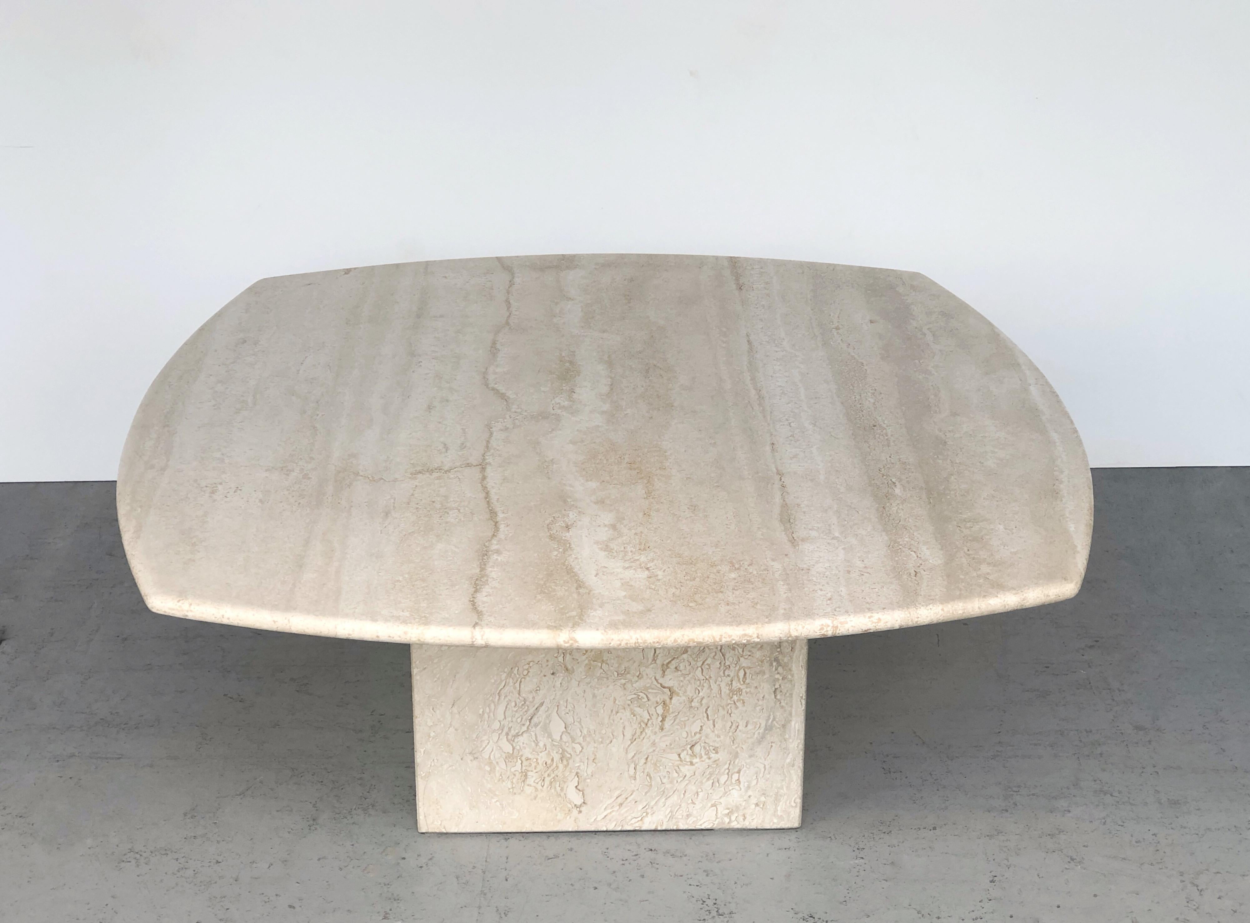 Travertine Italian Coffee Table Style of Angelo Mangiarotti, 1970s In Good Condition In Miami, FL