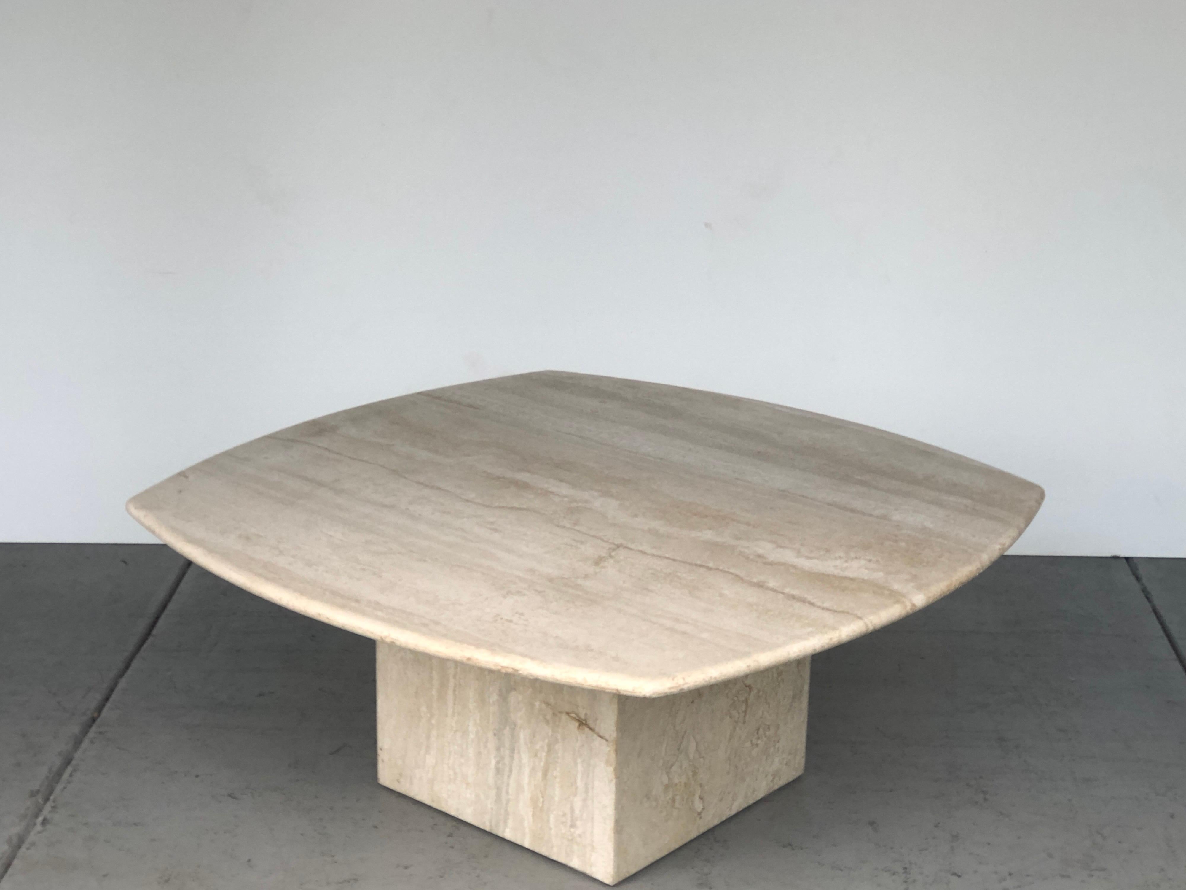Late 20th Century Travertine Italian Coffee Table Style of Angelo Mangiarotti, 1970s