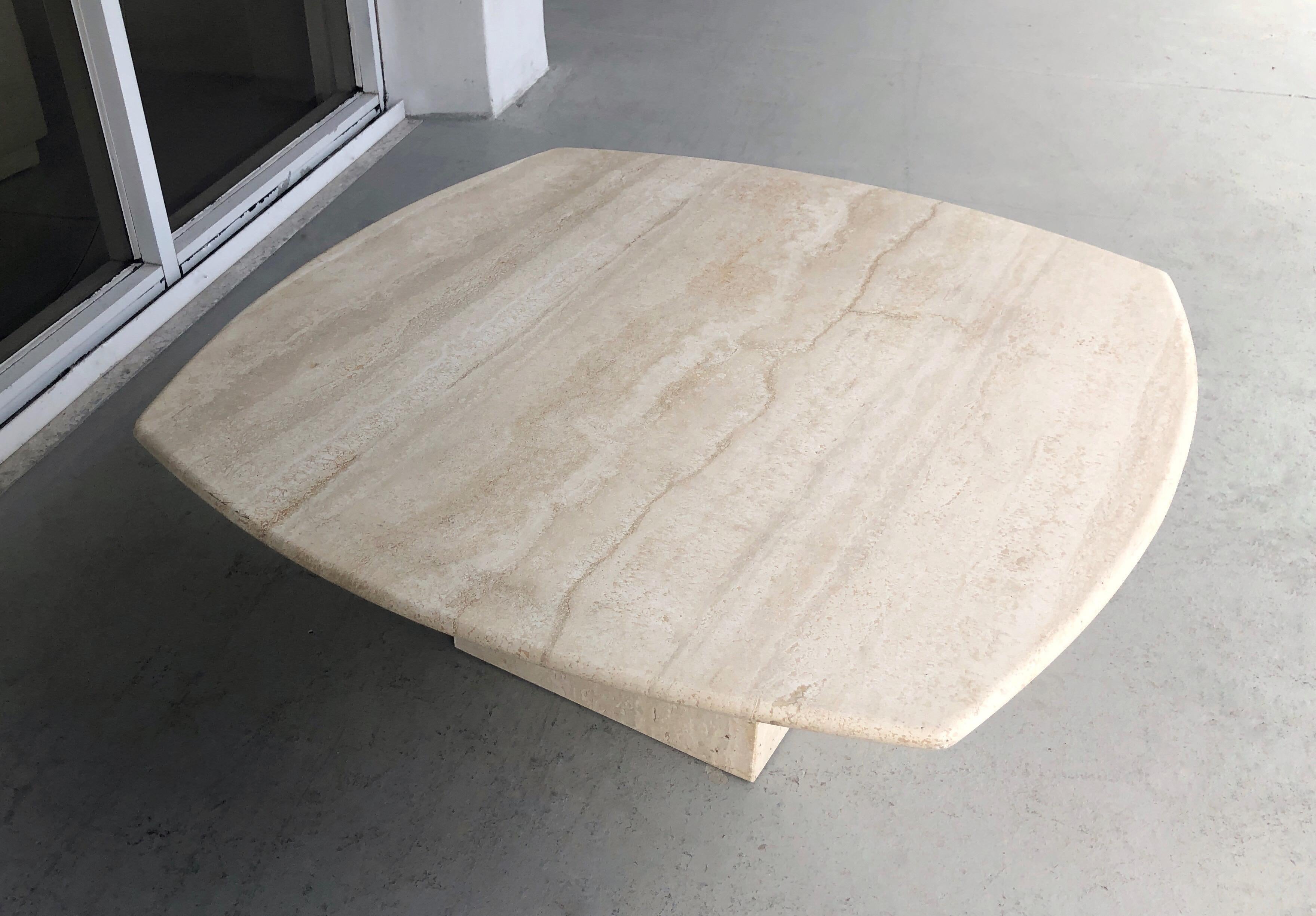 Travertine Italian Coffee Table Style of Angelo Mangiarotti, 1970s 1