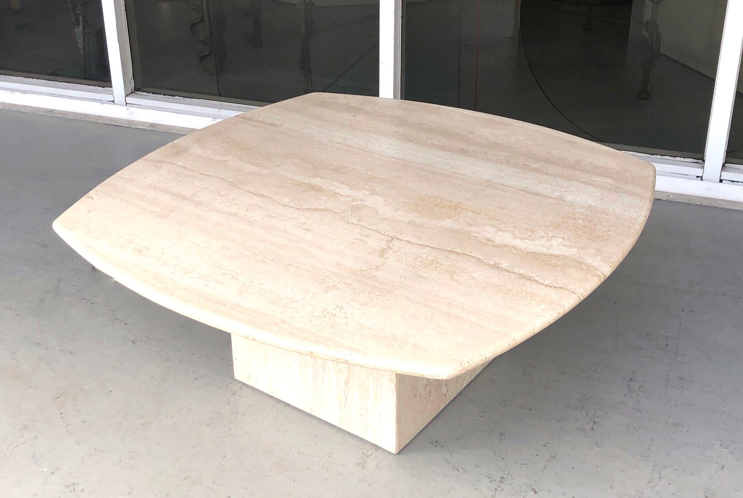 Travertine Italian Coffee Table Style of Angelo Mangiarotti, 1970s 2