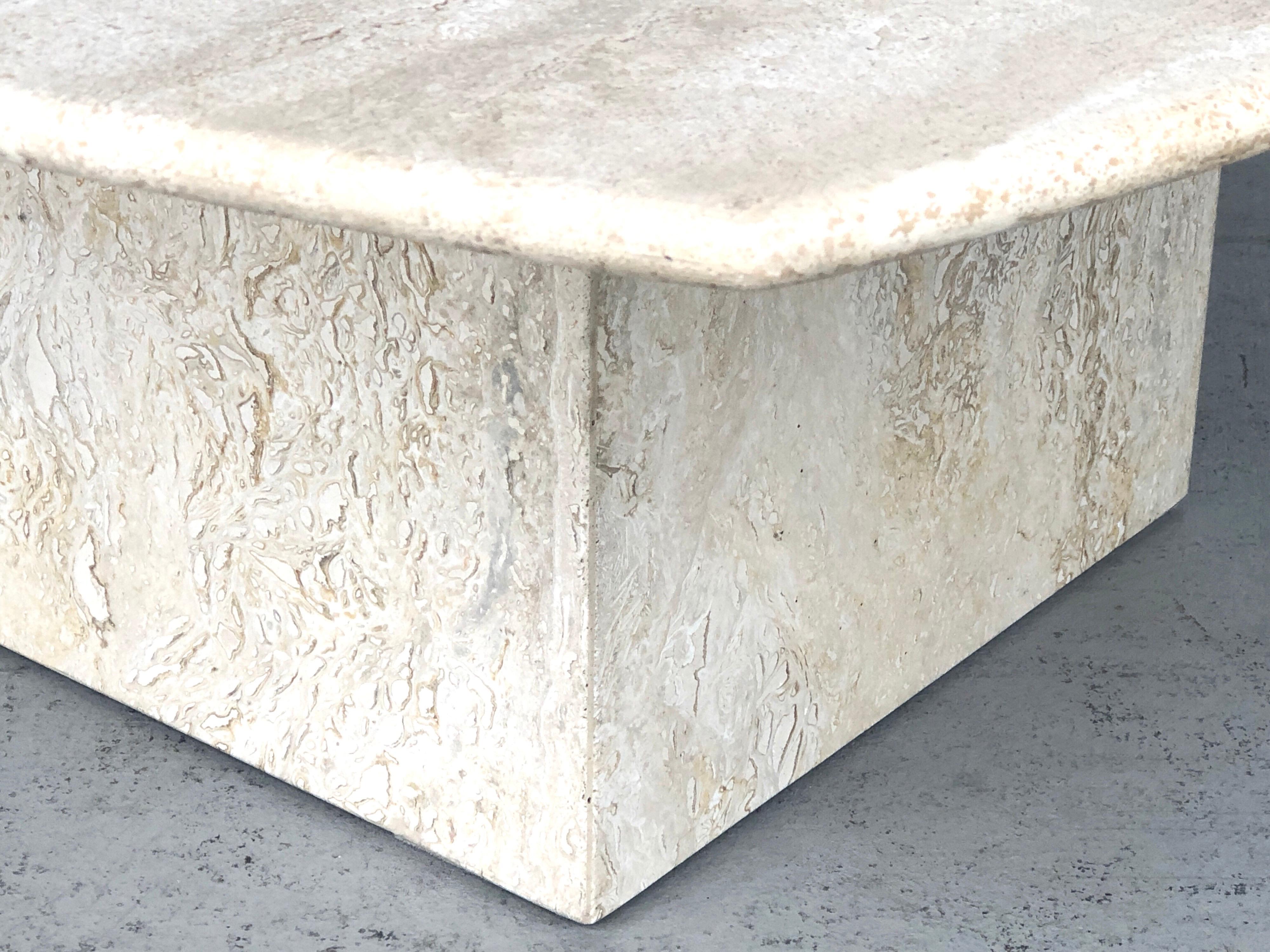 Travertine Italian Coffee Table Style of Angelo Mangiarotti, 1970s 3
