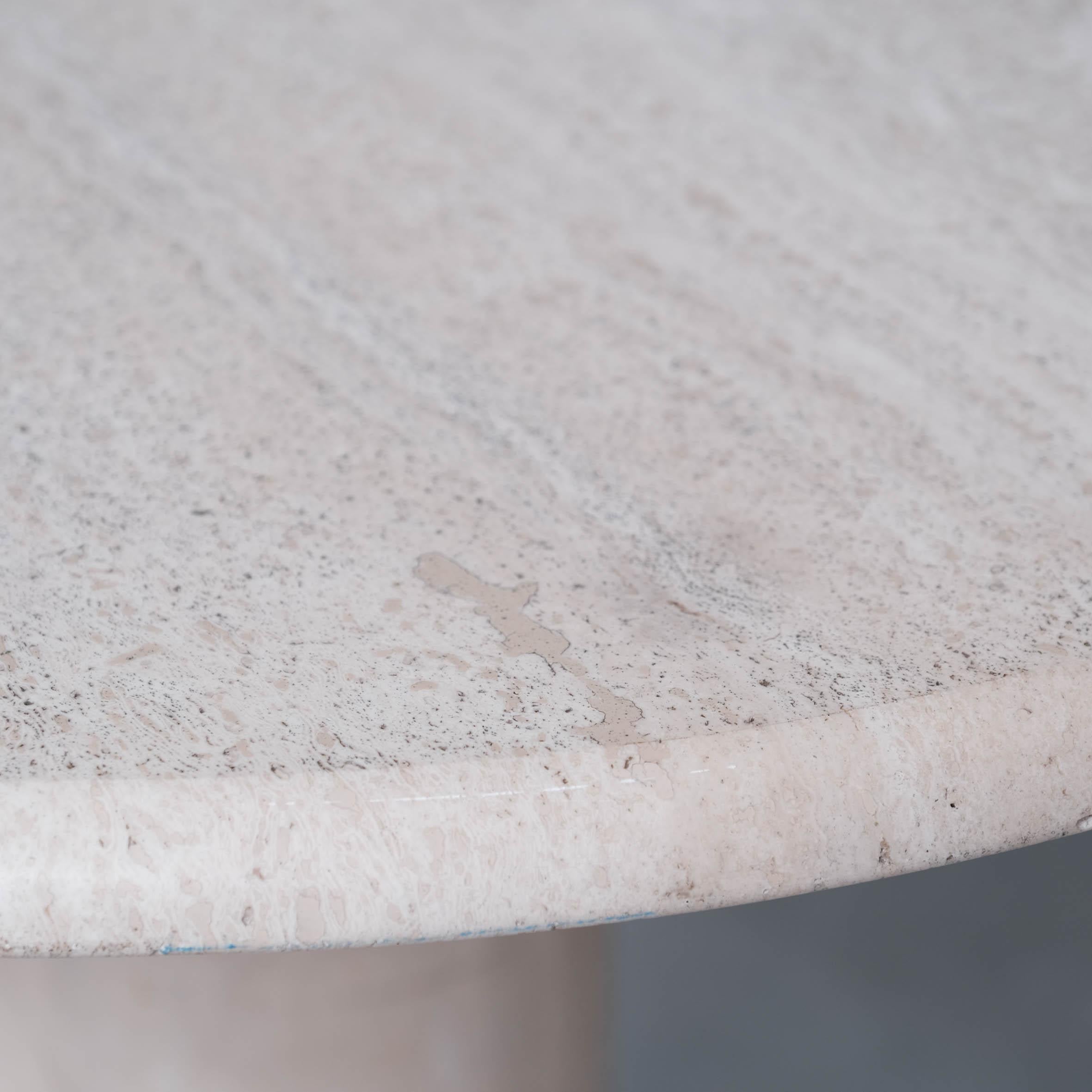 Late 20th Century Travertine Italian Mid-Century Circular Dining Table