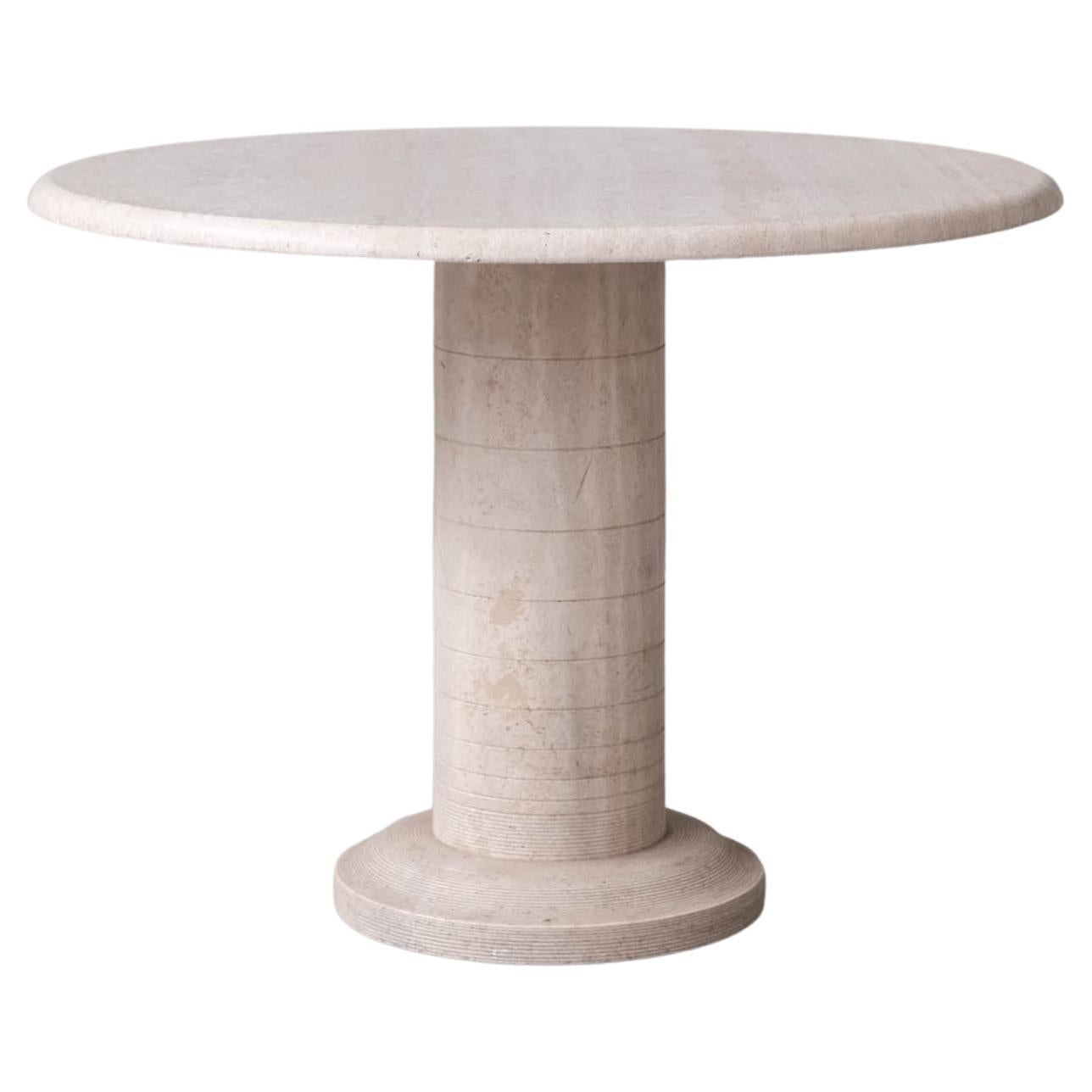 Travertine Italian Mid-Century Circular Dining Table