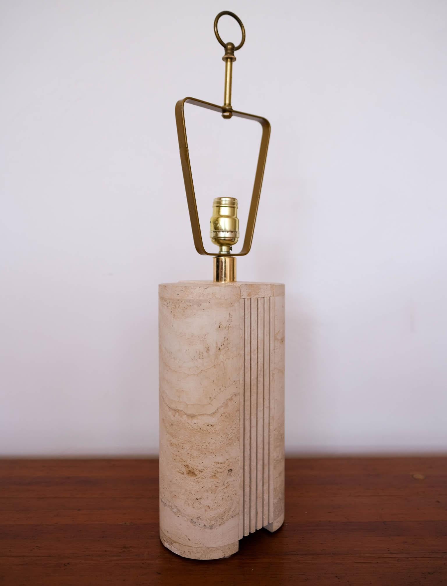 French Travertine Lamp by Fratelli Manelli, Italy, 1970s For Sale