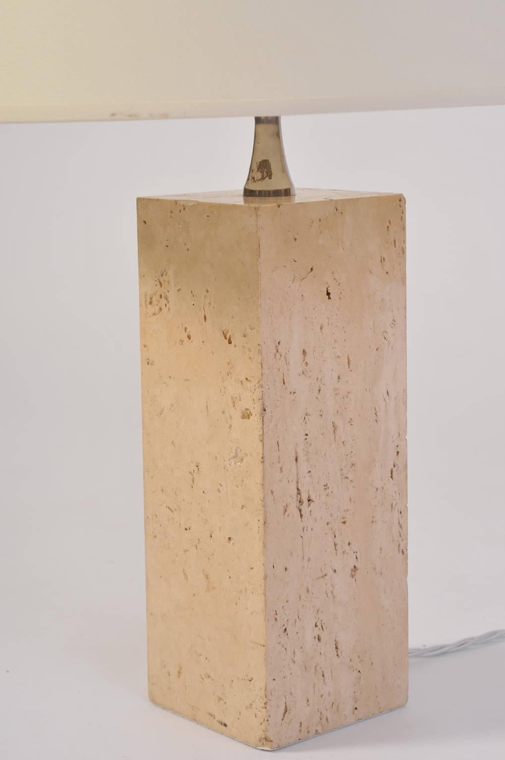 French Travertine Lamp by Maison Barbier, 1970s