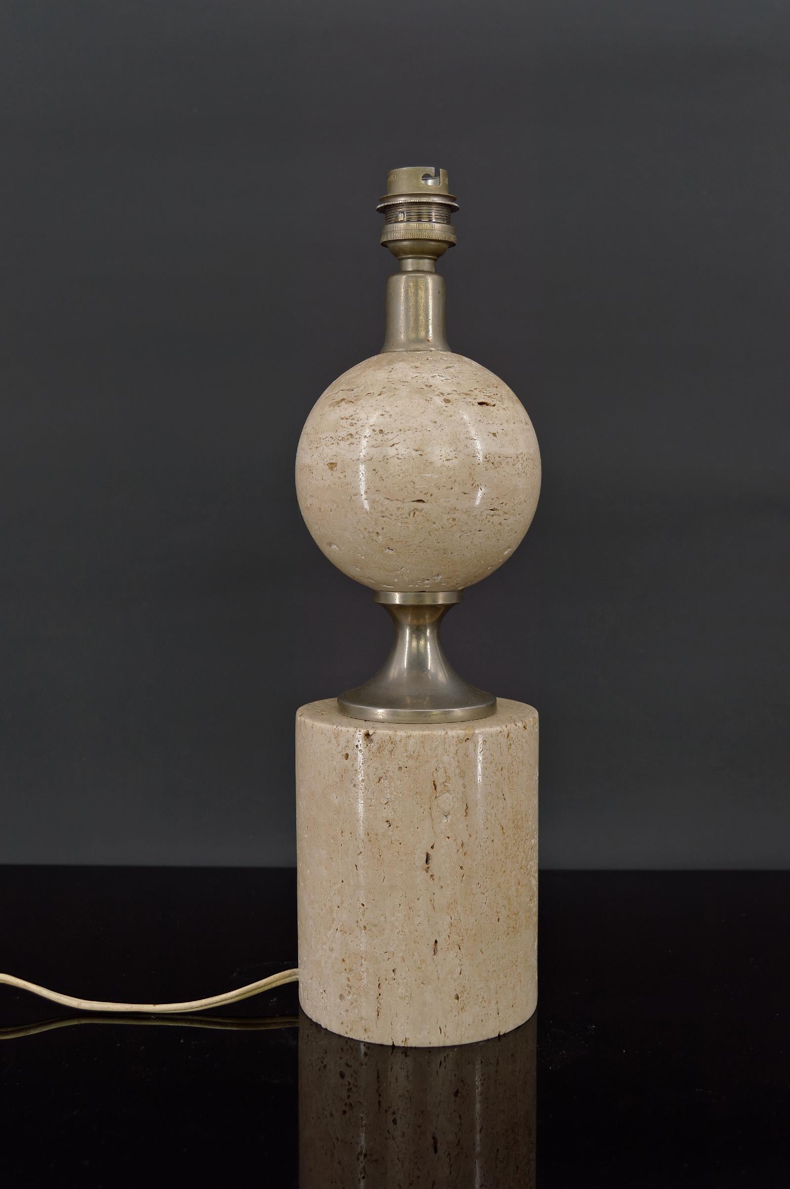 Mid-Century Modern Travertine Lamp by Philippe Barbier, France, circa 1960 For Sale