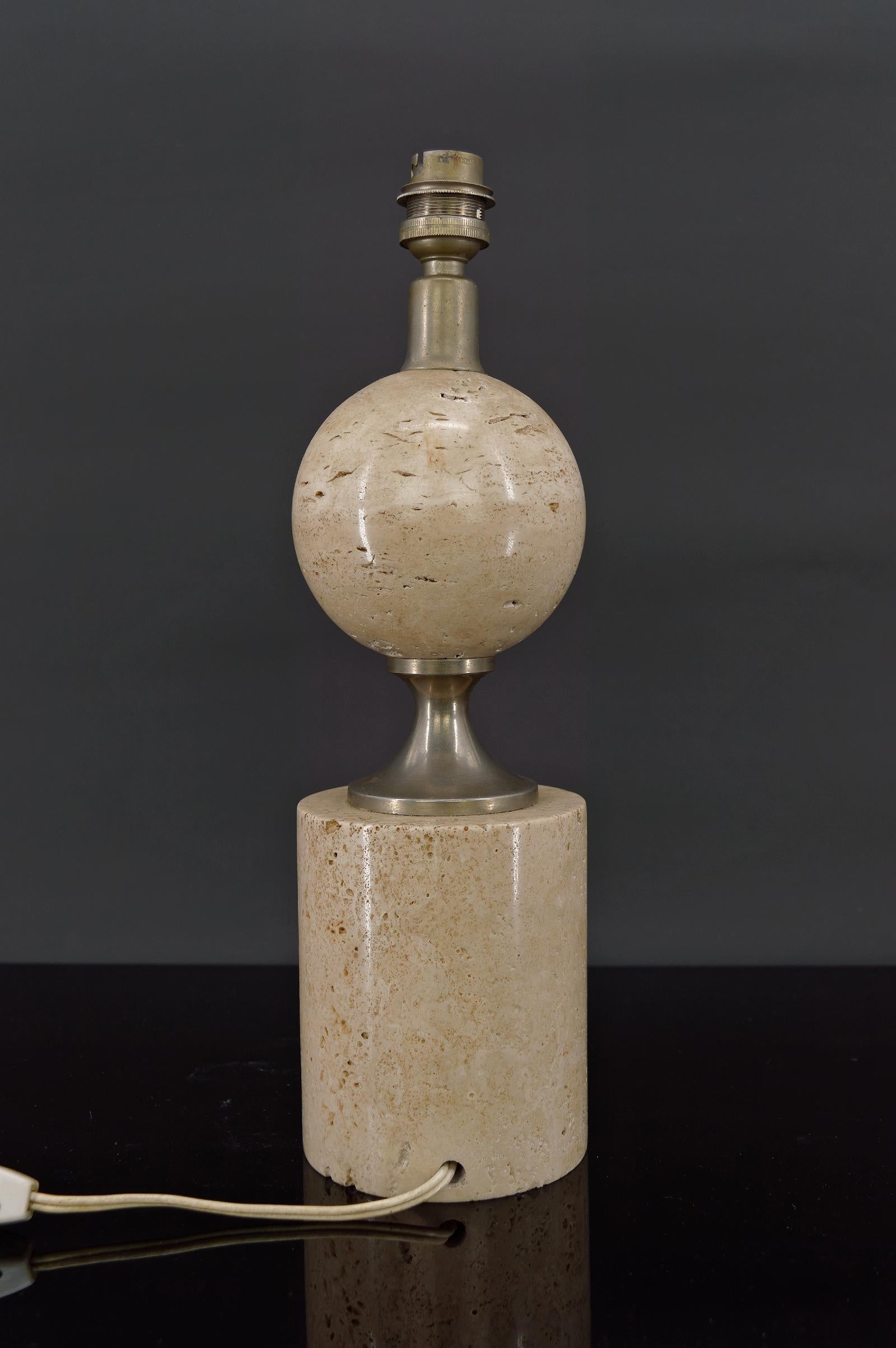 French Travertine Lamp by Philippe Barbier, France, circa 1960 For Sale