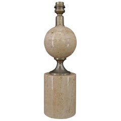 Travertine Lamp by Philippe Barbier, France, circa 1960