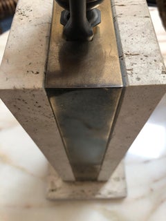 Travertine and Brass Table Lamp