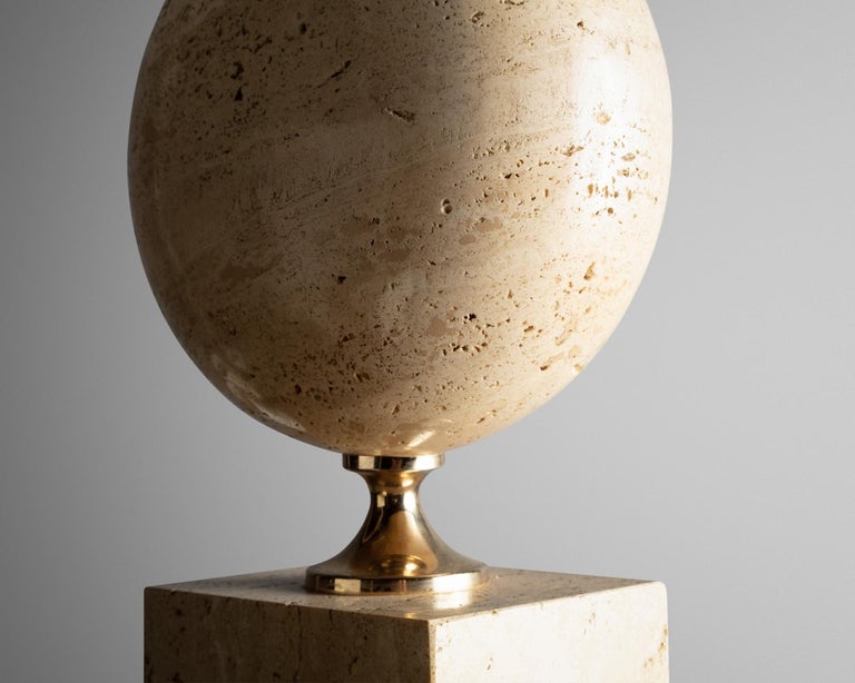 French Travertine Lamp, France, 1970s For Sale