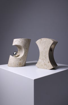 Travertine lamps by Giuliano Cesari & Enrico Panzeri for Nucleo Sormani, 1971