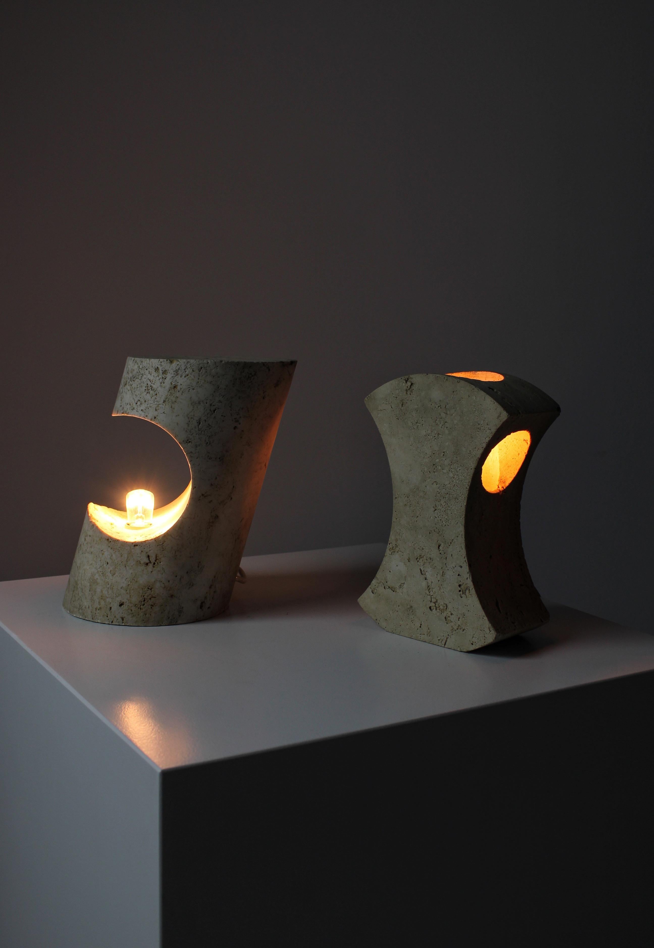 Mid-Century Modern Travertine lamps by Giuliano Cesari & Enrico Panzeri for Nucleo Sormani, 1971 For Sale