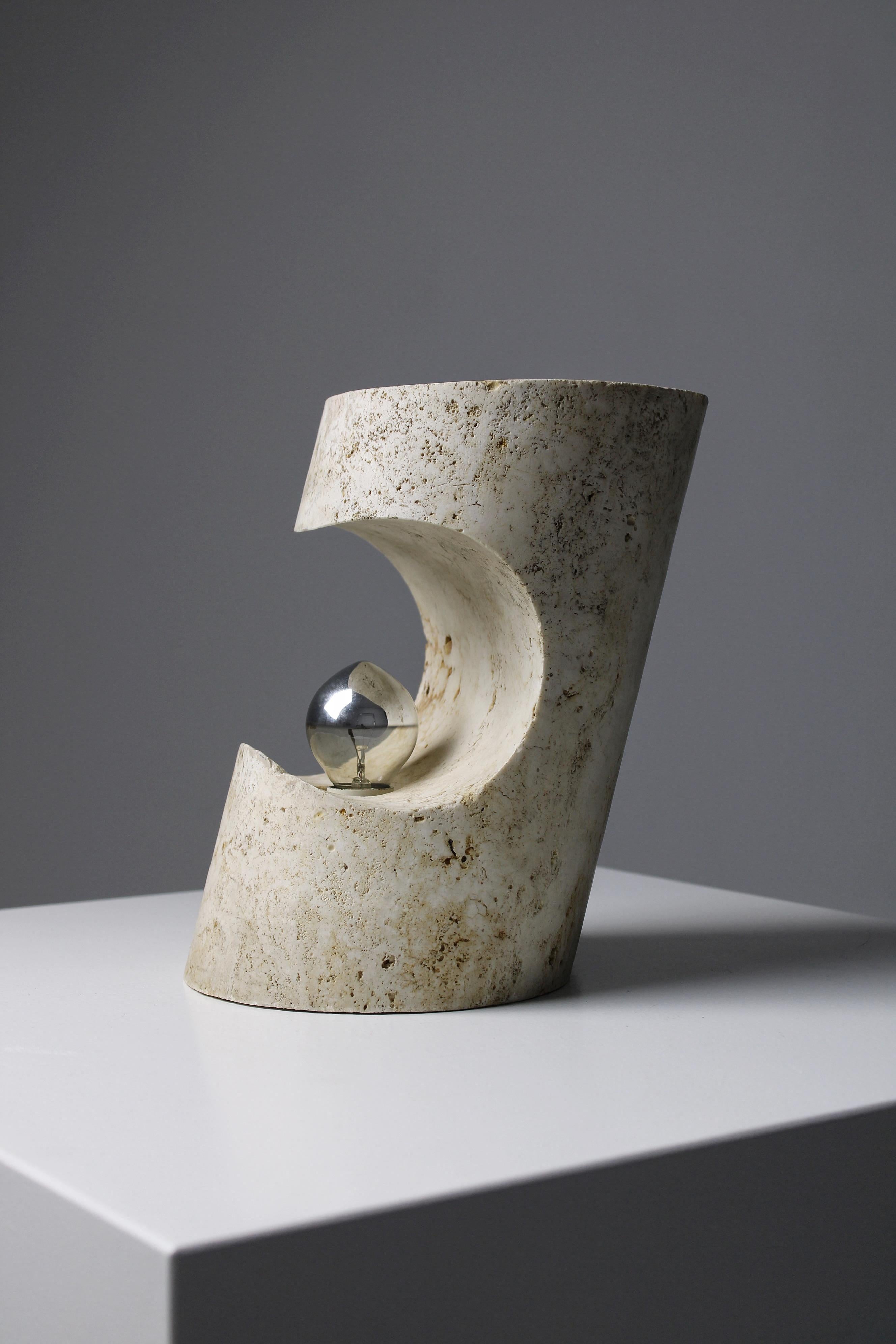 Travertine lamps by Giuliano Cesari & Enrico Panzeri for Nucleo Sormani, 1971 For Sale 1