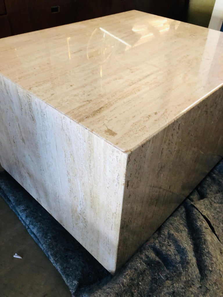 Travertine Large Cube Coffee Table For Sale at 1stDibs