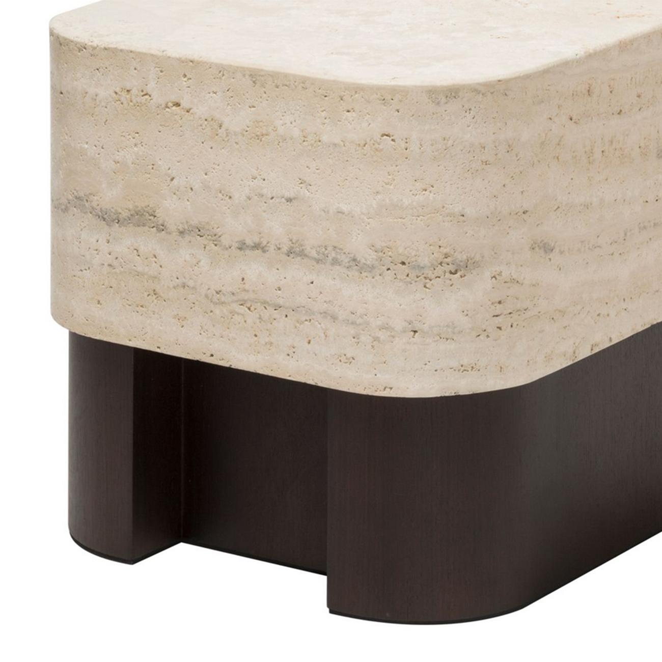 Italian Travertine Large Side Table For Sale