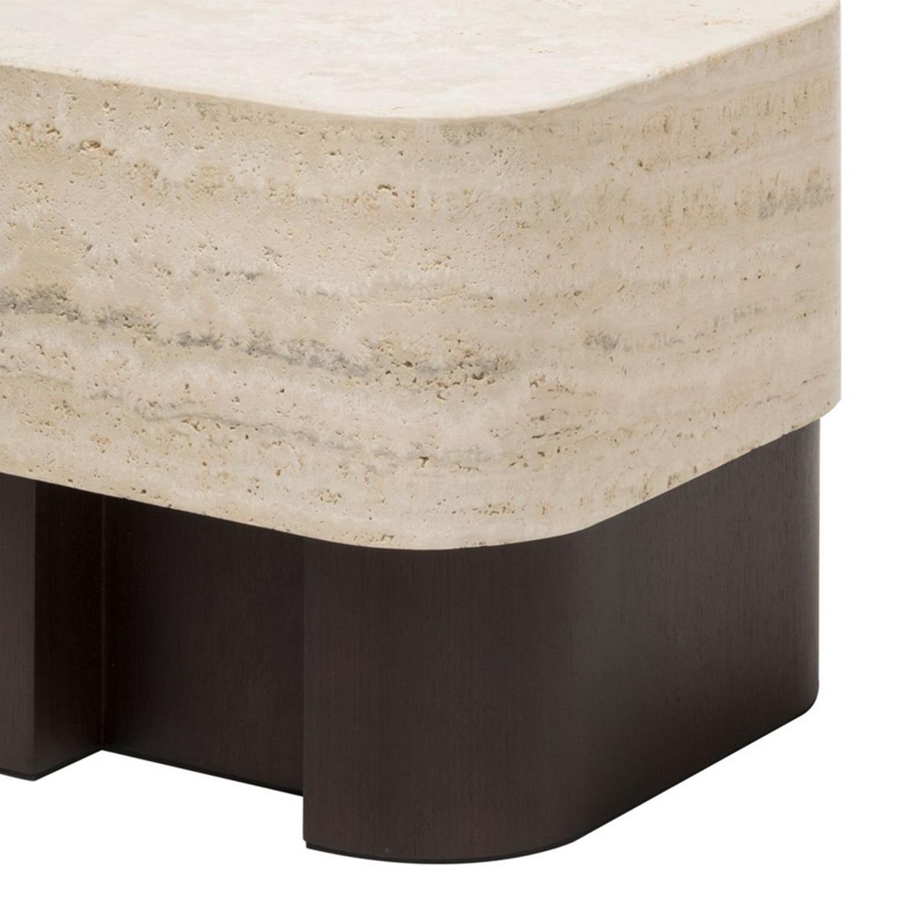 Carved Travertine Large Side Table For Sale