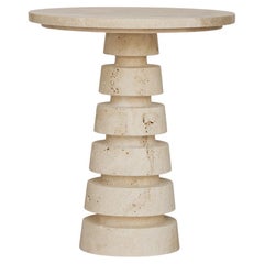 Travertine ‘LAYERED CONE’ Side Table Travertine ‘LAYERED CONE’ Side Table